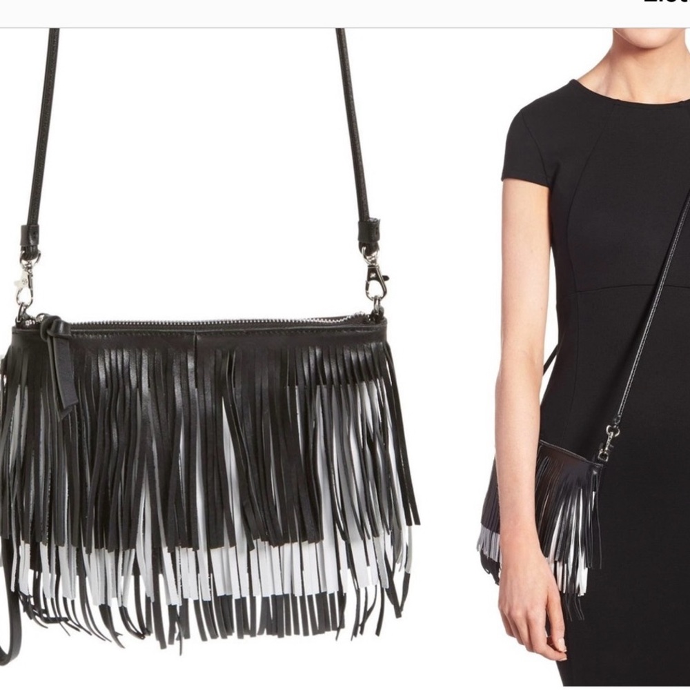 Sam Edelman Fringe Black and White Bag